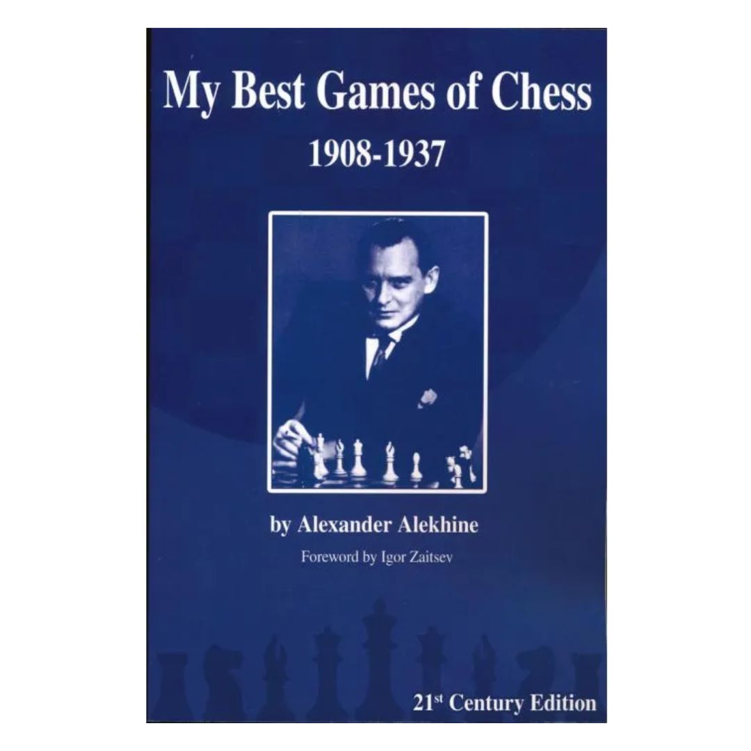 Omslag till ”Alexander Alekhine - My Best Games of Chess 1908-1937” - en klassisk partisamling i en modern utgåva.