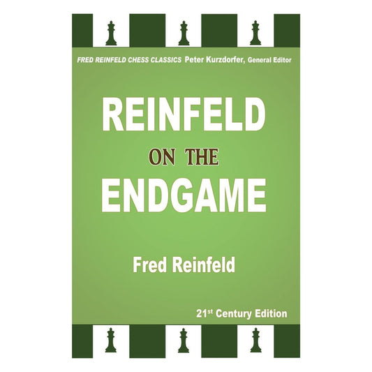 Omslaget till ”Reinfeld on the Endgame” – en guide till övergångsfaser mellan mittspelet och slutspelet i schack.