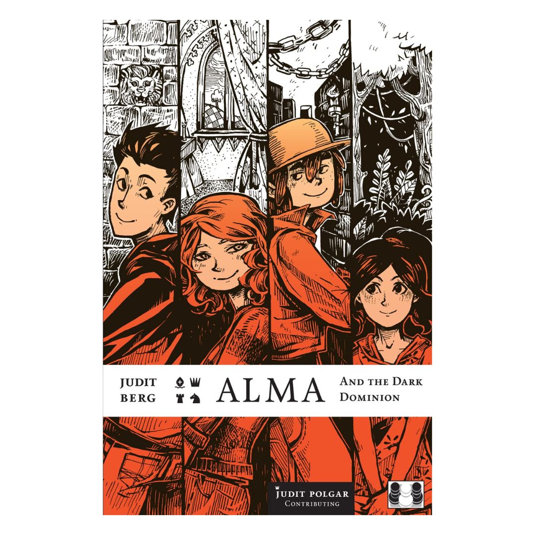 Omslag till ”Alma” av Judit Berg - ett magiskt äventyr inspirerat av schack och skapat i samarbete med Judit Polgar.
