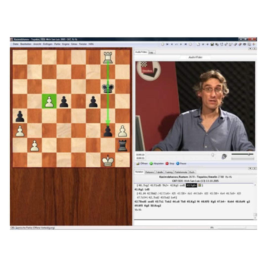 Powerplay 9 på DVD med stormästaren Daniel King som visar ett förkrossande angrepp med de svarta schackpjäserna.