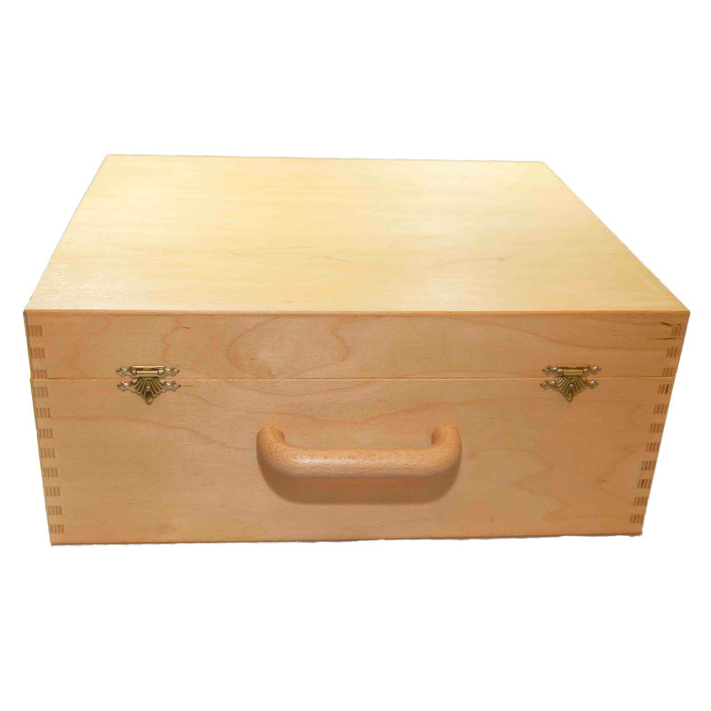 Vacker resväska i trä för förvaring av schackklockor i alla former och storlekar för användning på resan eller för turneringsledaren