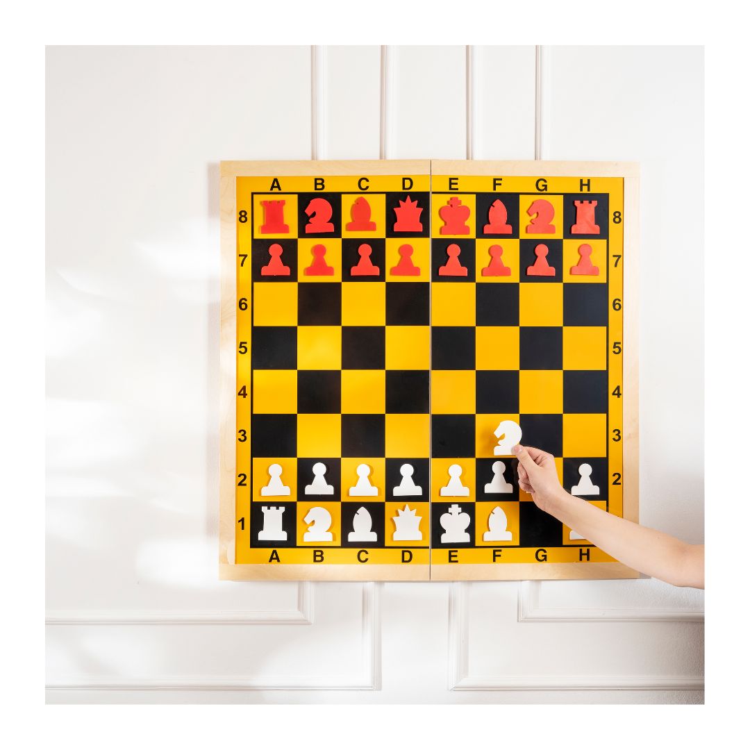 Demobræt där ett drag spelas hoppar från G1 till F3, vilket är Reti-öppningen i schack.