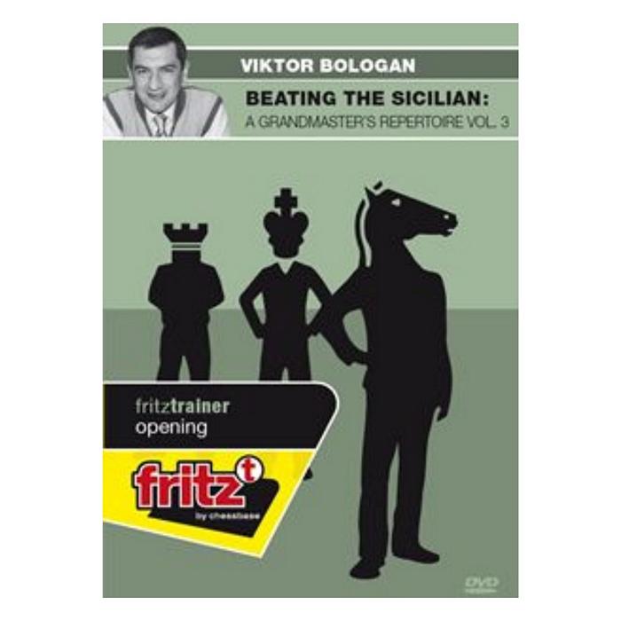 Omslaget till schack-dvd:n Beating the Sicilian: Grandmaster Bologan's Repertoire Vol. 3 utgiven av ChessBase, med en bild på stormästaren Viktor Bologan.