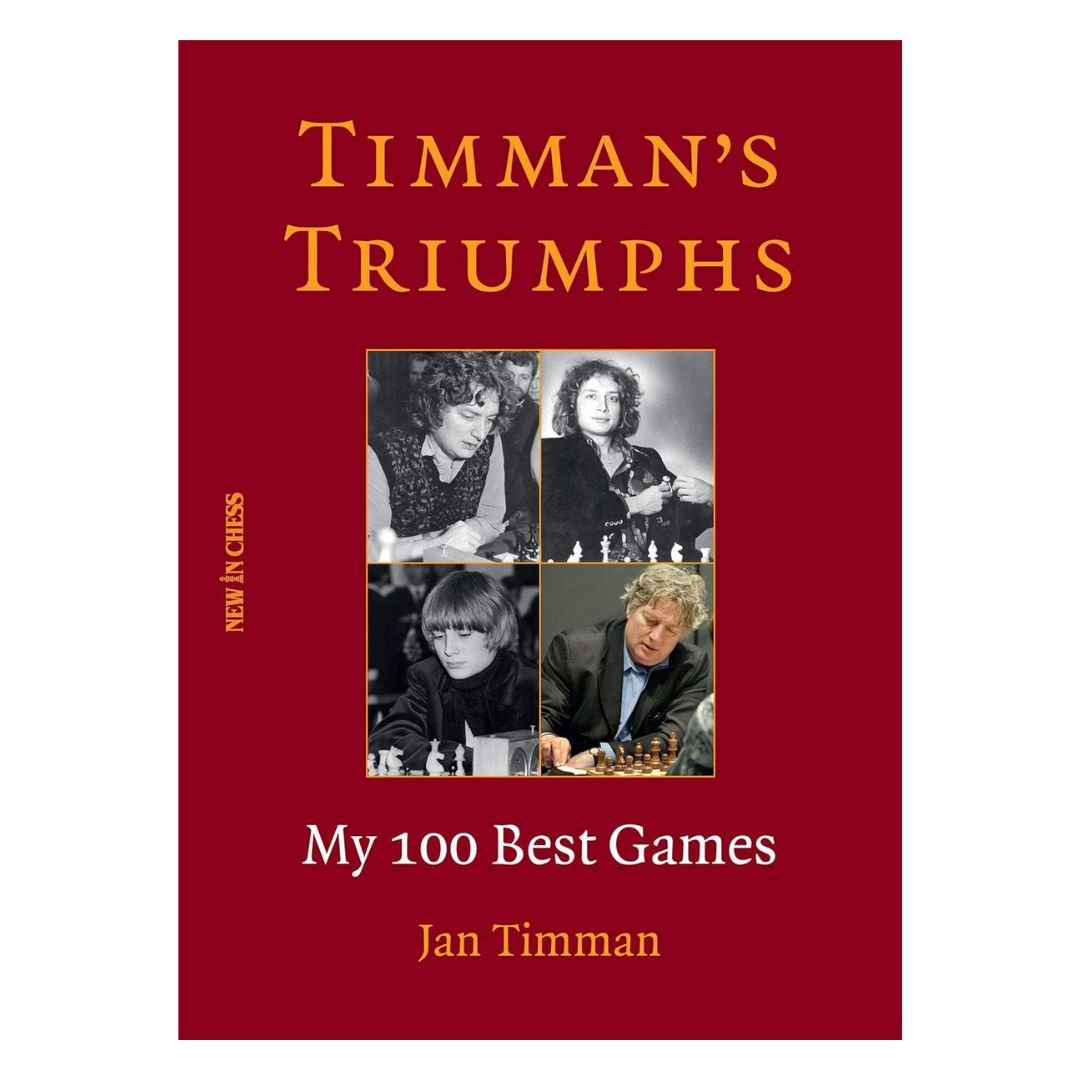 Timman's Triumphs innehåller Jan Timmans mästerverk, med djupgående analyser och partier mot schacklegender som Karpov och Kasparov.