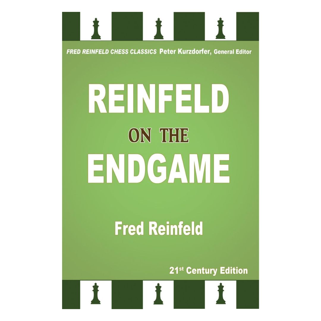 Omslaget till ”Reinfeld on the Endgame” – en guide till övergångsfaser mellan mittspelet och slutspelet i schack.