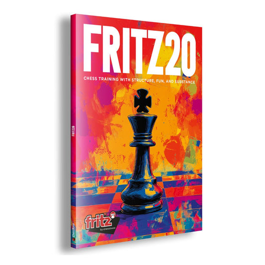 Framsidan av schackprogrammet Fritz 20 med träningsinslag på dvd