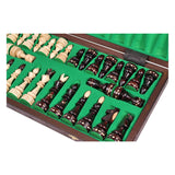 Insatsbakke till hopfällbart schackspel, där schackpjäserna kan förvaras säkert