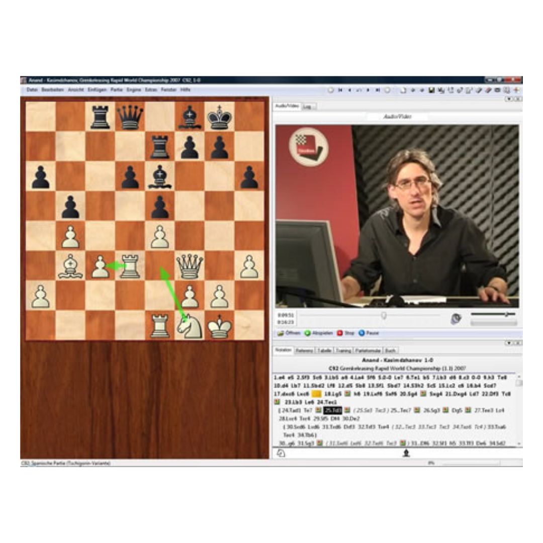 I Powerplay 8 DVD visar stormästaren Daniel King hur man hanterar positioner med schackpjäser med fokus på springaren och löparen.