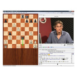 Daniel King på webbkamera i serien Fritztrainer från Chessbase som spelar torn mot löpare i ett schackparti.