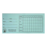 Framsidan av rundkort från Dansk Skaksalg, som kan användas för att anordna en schackturnering i Monrad-format här i färgen ljusblå.