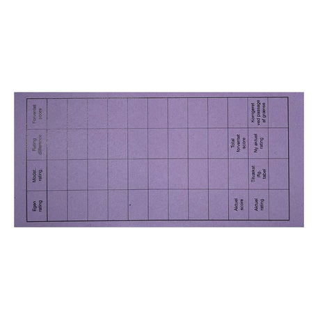 Baksidan av ett rundkort från Dansk Skaksalg, som kan användas för att anordna en schackturnering i Monrad-format här i färgen lila.