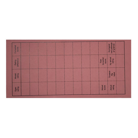 Baksidan av ett rundkort från Dansk Skaksalg, som kan användas för att anordna en schackturnering i Monrad-format här i färgen ljusrosa.