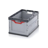 En grå transportlåda som kan användas för att förvara allt från schackspel, schackklockor till annan schackutrustning