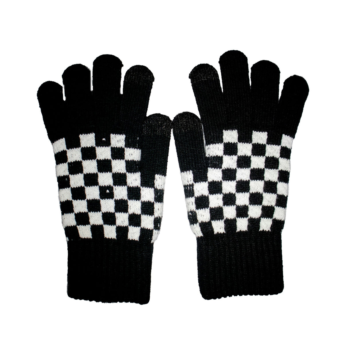 Handskar med schackrutor sett uppifrån på vit bakgrund säljs på Schackshoppen.se