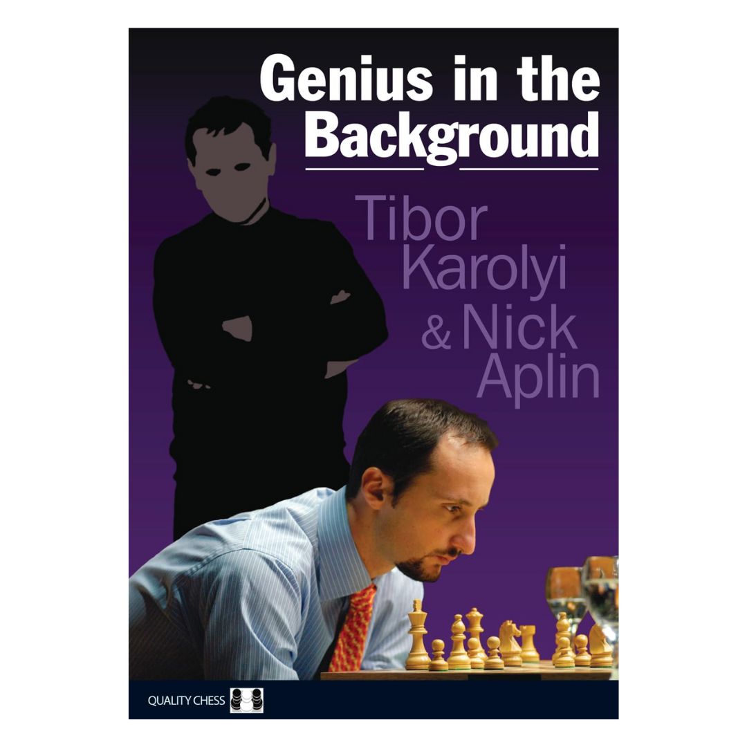 Genius in the background är en schackbok med lila omslag och Topalov på framsidan.