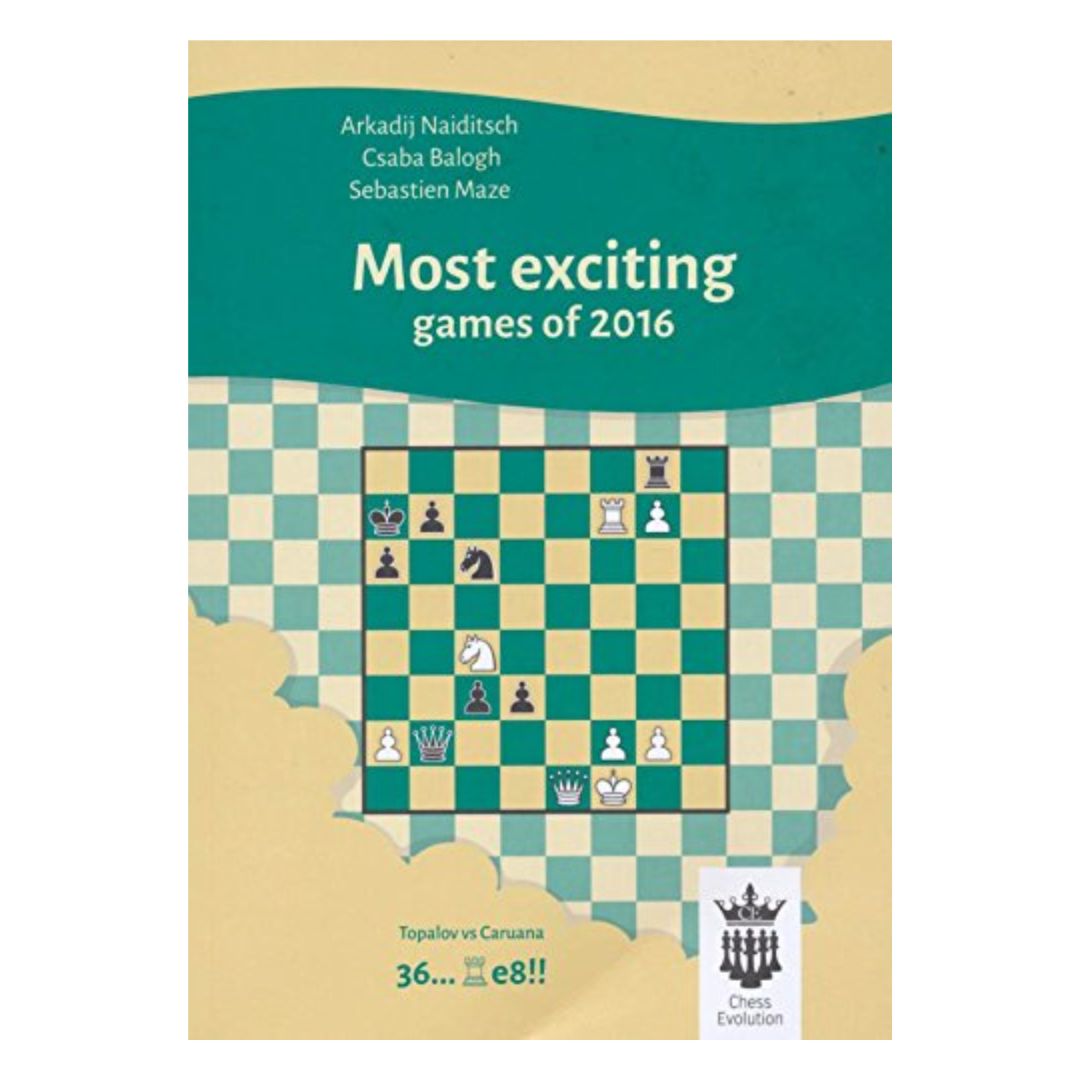Framsidan av schackboken med analyser av 50 topppartier från 2016 av Naiditsch, Balogh och Mazé.