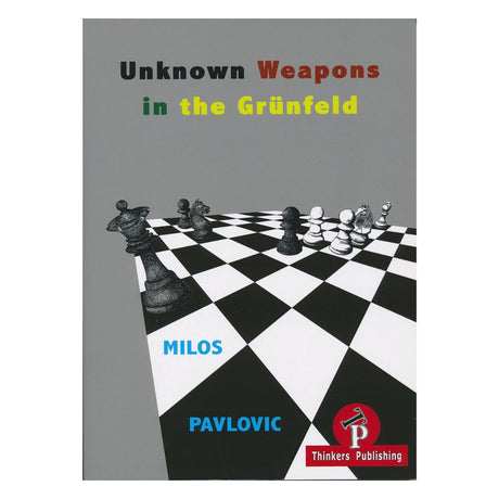 Framsidan av boken "The Modernized Grunfeld Defence" av GM Milos Pavlovic med ett repertoar för svart mot 1.d4.
