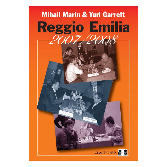 Bokomslag till Reggio Emilia – 50-årsjubileumsbok med analyser och bilder från den italienska stormästarturneringen.