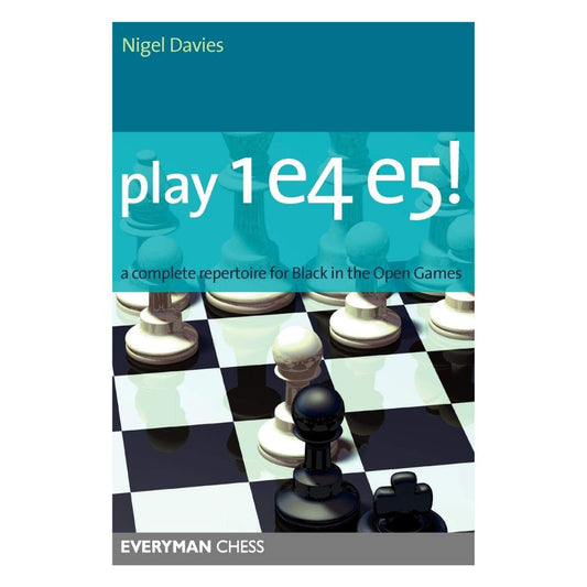 I Play 1e4 e5! presenterar den brittiske stormästaren Nigel Davies ett stridsklart och vattentätt öppningsrepertoar för svart med 1.e4.