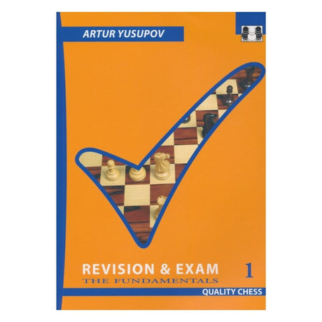 Omslag i blått och orange för schackboken revision och examen the fundamentals av stormästare Artur Yusupov