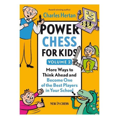 Power chess for kids volume 2 handlar om flera sätt att tänka framåt och bli en av de bästa schackspelarna i sin skola.