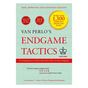 Bok Van Perlo's Endgame Tactics med fokus på schackspel och slutspelstaktik, idealisk för premium träschack och schackbräde.