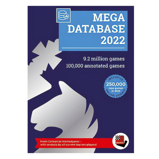 Mega Database 2022 är en DVD med över nio miljoner schackpartier, varav 100.000 är kommenterade av stormästare som Magnus Carlsen och Mamodyarov.