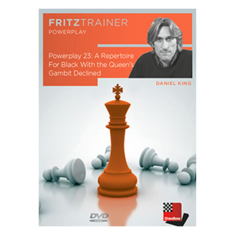 Ett snyggt omslag för en DVD Powerplay 23 ett repertoar för vit med avvisat drottninggambit