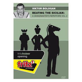 Omslaget till schack-dvd:n Beating the Sicilian: Grandmaster Bologan's Repertoire Vol. 2 utgiven av ChessBase, med en bild på stormästaren Viktor Bologan.