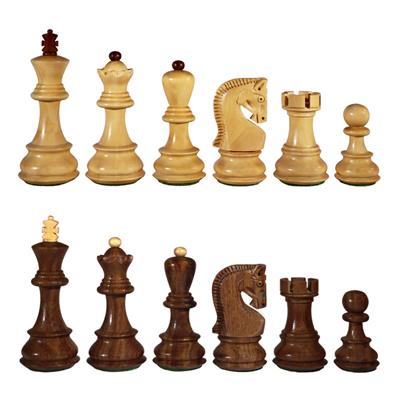 Queen\'s Gambit - exklusiva schackpjäser (ljust trä) med kung 96 mm. och pjäspåse