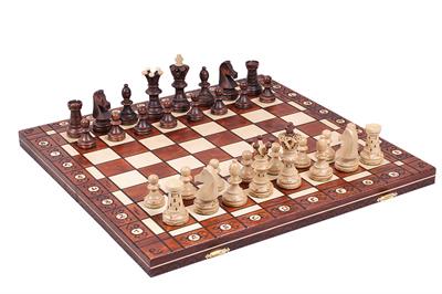 Ambassadörschack - marknadens största handskurna schackspel - 54 x 54 cm och 11 cm kung