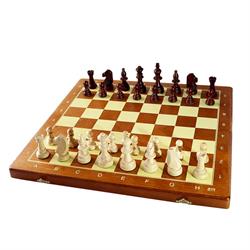 Flot vikbart schackspel i trä med notation 47 x 47 cm